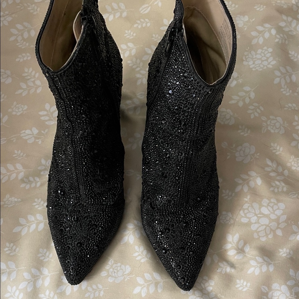 Betsey Johnson Black Beaded Ankle Boots